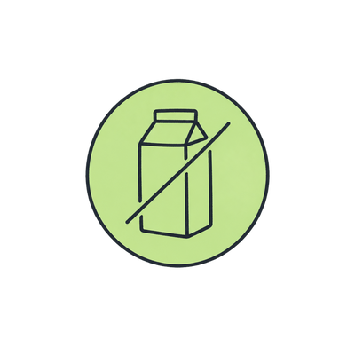 Pastel green dairy-free milk carton badge
