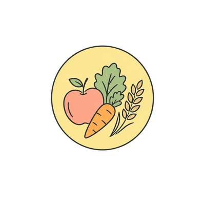 Yellow fruit vegetables and wholefoods badge